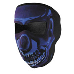 Skull Zan Snowmobile Full Face Blue Chrome Mask