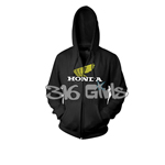 Honda Gold Wing Moto Logo Zip Up Hoodie Grey Fleece Sm